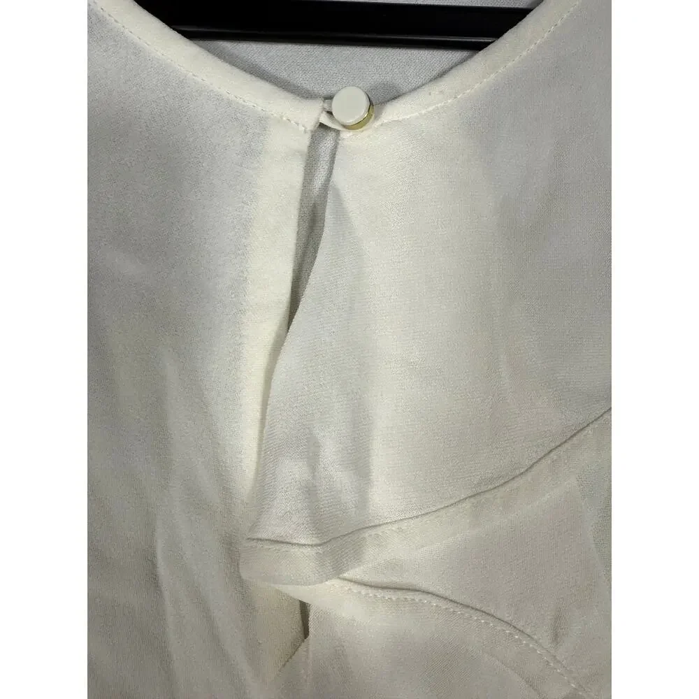 Kate Spade Edison Top White Ruffle Front Blouse Size 4